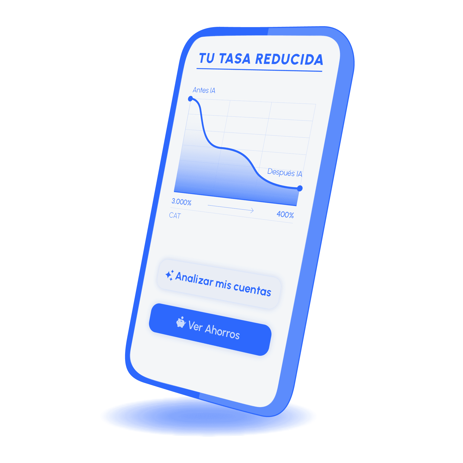 Pantalla de la app Finia mostrando tu tasa reducida
